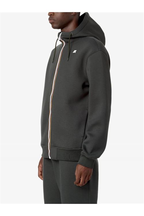 Giacca Fleece Calda Uomo verde con Cappuccio Regolabile K-WAY | Felpa | RAINER SPACERWMR