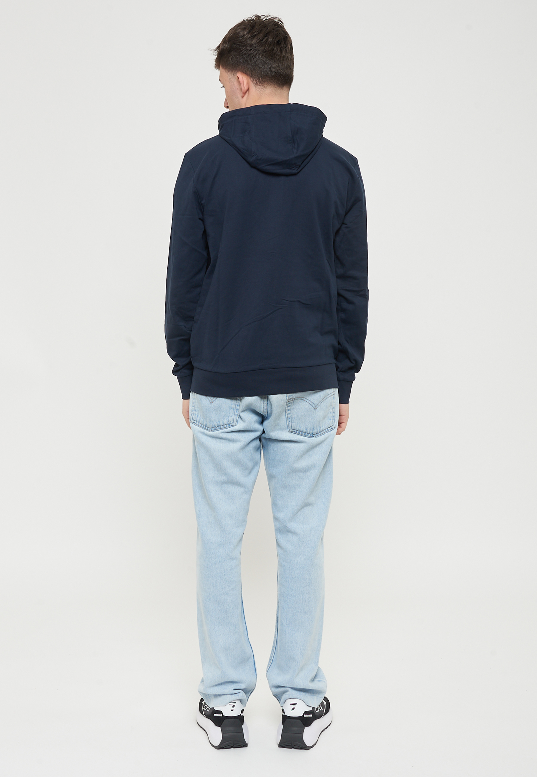 ADRO Felpa Con Cappuccio Uomo In Cotone – Blu Marino, Taglia 44, Vestibilità Dritta, Ecologica
