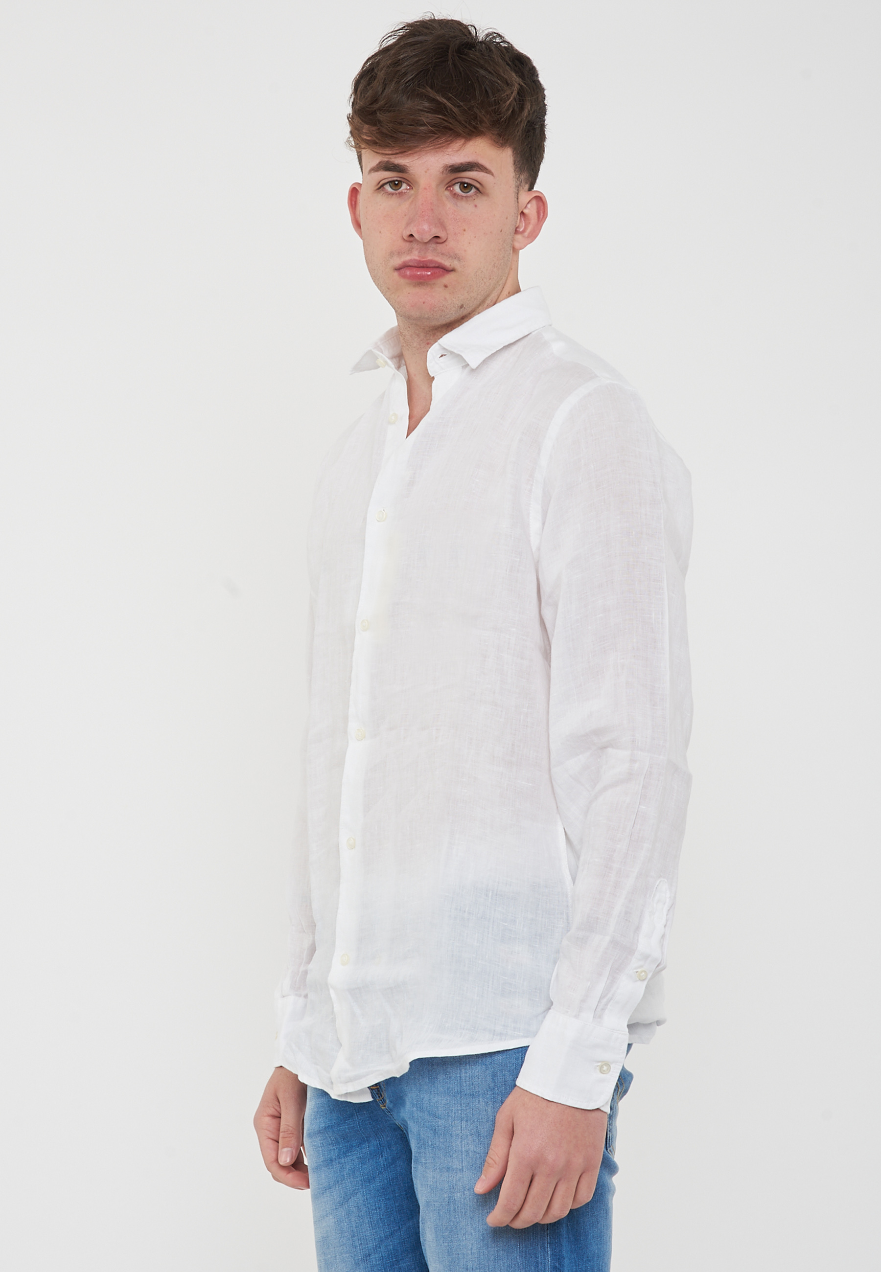 Camicia Di Lino Donna – Leggera A Manica 3/4 Con Tasca – Vintage Rilassata Per Vacanze Estive