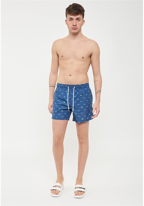 Costume Da Bagno Corto Vita Elasticata Stampa Monogram In Poly Riciclato Navy Sundek | M633BDRT46M BOARDSHORT0076M