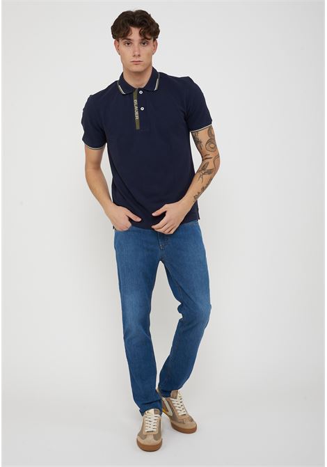 Polo Doppia Riga Logata Parkson Blue BLAUER | PARKSON888