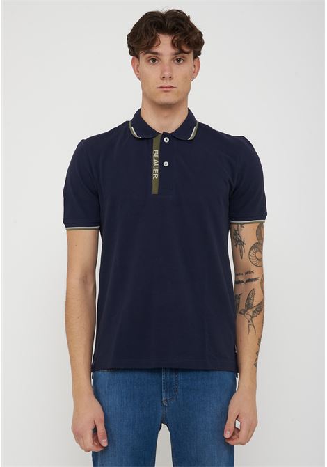 Polo Doppia Riga Logata Parkson Blue BLAUER | PARKSON888