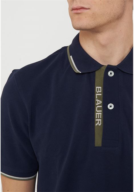 Polo Doppia Riga Logata Parkson Blue BLAUER | PARKSON888