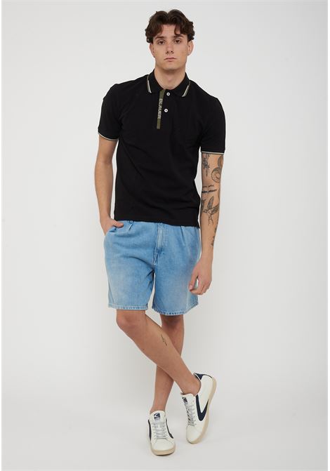 Polo Doppia Riga Logata Parkson Nero BLAUER | PARKSON999