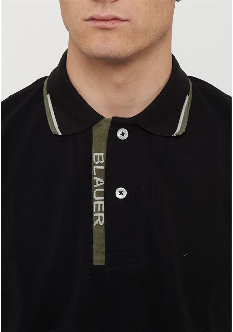 Polo Doppia Riga Logata Parkson Nero BLAUER | PARKSON999