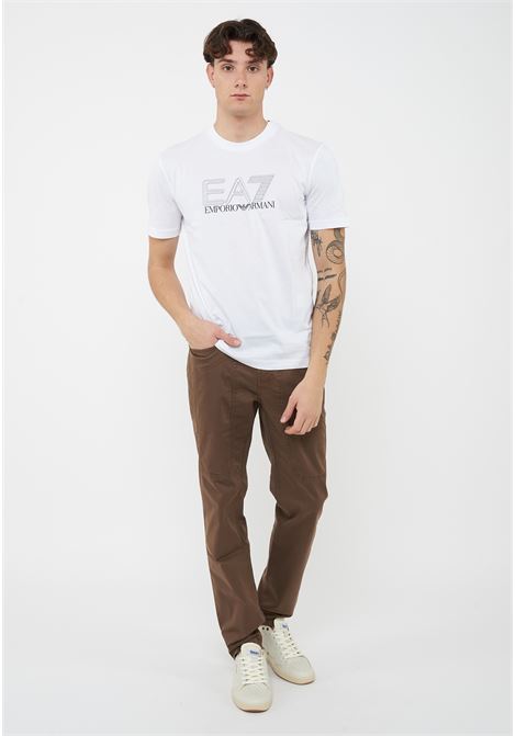 T-shirt girocollo Visibility in jersey di cotone White EA7 | 7M001307 AF10375U0002