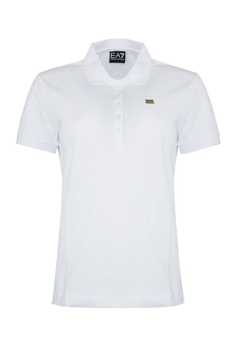 Polo jersey di cotone stretch con logo in metallo Core Lady White EA7 | 7W000030 AF12450U0002