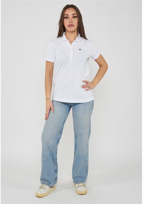 Polo jersey di cotone stretch con logo in metallo Core Lady White EA7 | 7W000030 AF12450U0002