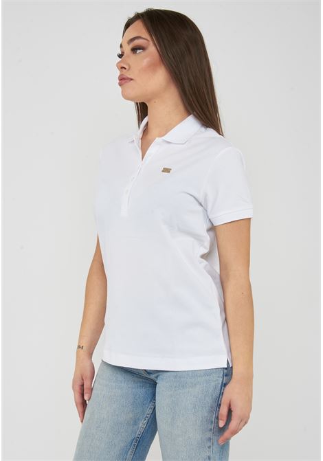 Polo jersey di cotone stretch con logo in metallo Core Lady White EA7 | 7W000030 AF12450U0002