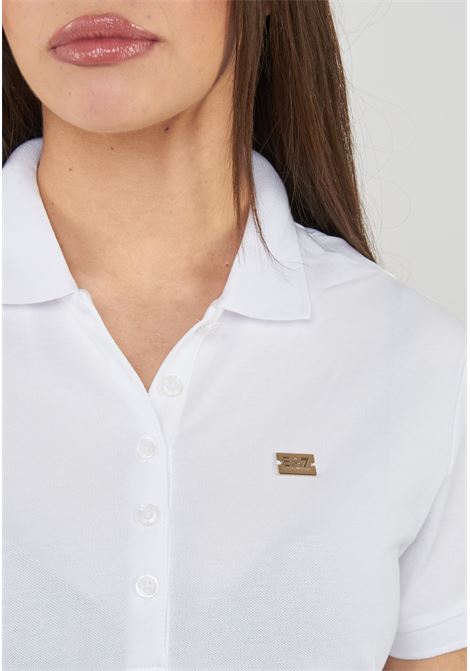 Polo jersey di cotone stretch con logo in metallo Core Lady White EA7 | 7W000030 AF12450U0002