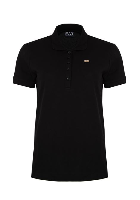 Polo jersey di cotone stretch con logo in metallo Core Lady Black EA7 | 7W000030 AF12450UC001