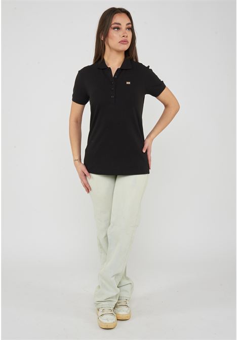 Polo jersey di cotone stretch con logo in metallo Core Lady Black EA7 | 7W000030 AF12450UC001