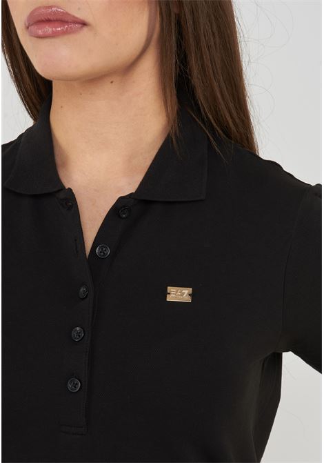 Polo jersey di cotone stretch con logo in metallo Core Lady Black EA7 | 7W000030 AF12450UC001