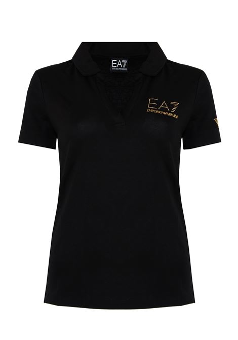 Polo con colletto e logo in micro borchie Evolution Black EA7 | 7W000266 AF12500UC001