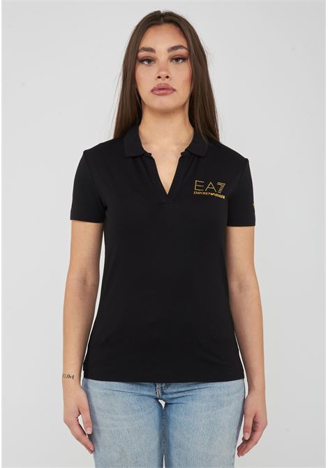 Polo con colletto e logo in micro borchie Evolution Black EA7 | 7W000266 AF12500UC001