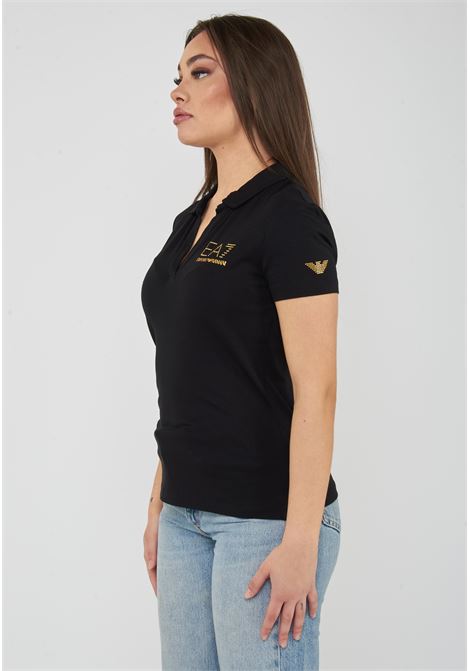 Polo con colletto e logo in micro borchie Evolution Black EA7 | 7W000266 AF12500UC001