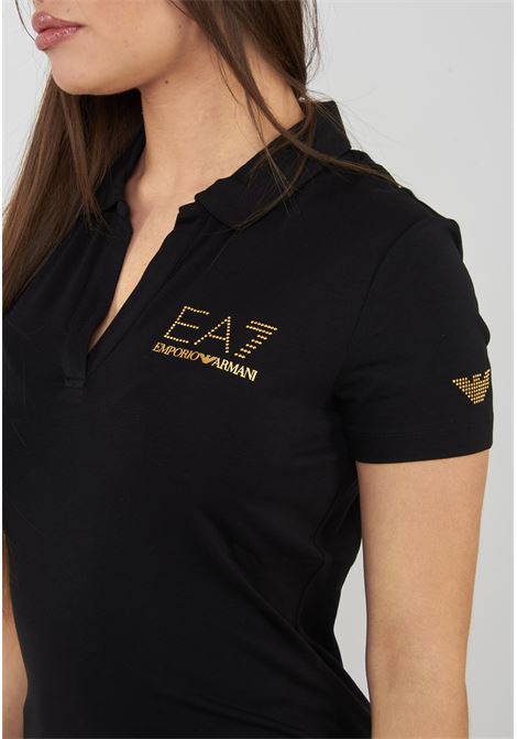 Polo con colletto e logo in micro borchie Evolution Black EA7 | 7W000266 AF12500UC001