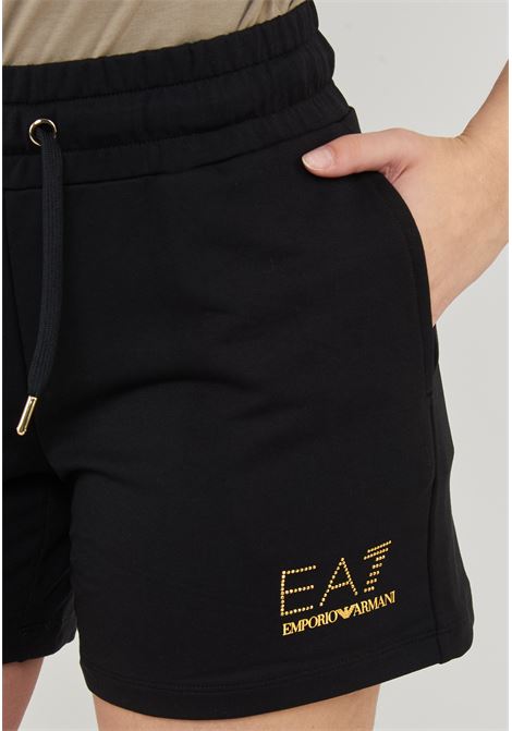 Shorts elasticizzati in misto viscosa con borchie Evolution Black EA7 | 7W000269 AF12482UC001