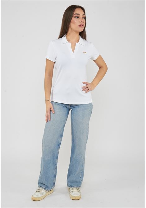 T-shirt scollo polo in jersey di viscosa stretch White EA7 | 7W000490 AF12654U0002