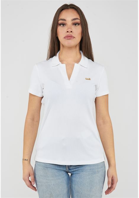 T-shirt scollo polo in jersey di viscosa stretch White EA7 | 7W000490 AF12654U0002