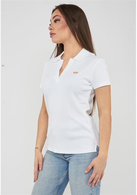 T-shirt scollo polo in jersey di viscosa stretch White EA7 | 7W000490 AF12654U0002