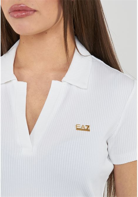 T-shirt scollo polo in jersey di viscosa stretch White EA7 | 7W000490 AF12654U0002