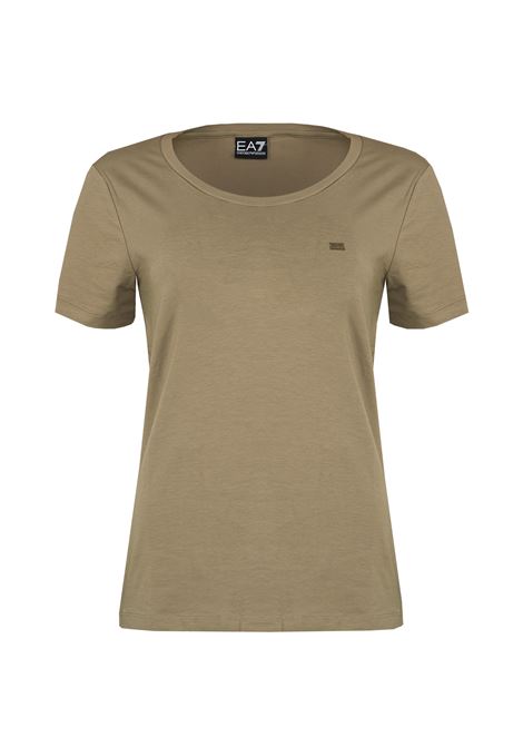 T-shirt Core Lady vestibilità slim in jersey cotone Roasted Cashew EA7 | 7W001045 AF10373U6167