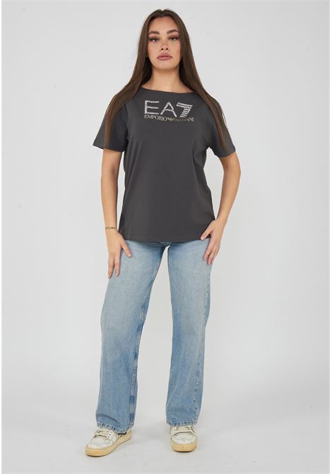 T-shirt Logo Series in jersey di cotone stretch Gray Pinstripe EA7 | 7W001098 AF14880U8111