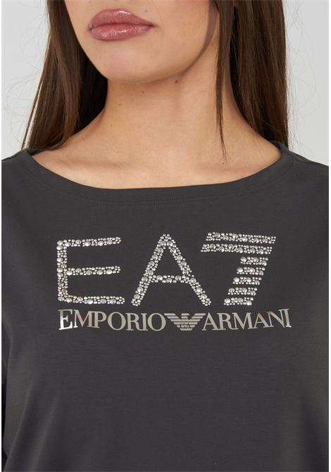 T-shirt Logo Series in jersey di cotone stretch Gray Pinstripe EA7 | 7W001098 AF14880U8111