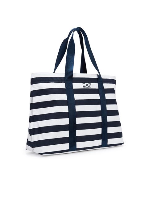 Borsa shopper in cotone a righe Blue EA7 | 7W001199 AF22281MB149