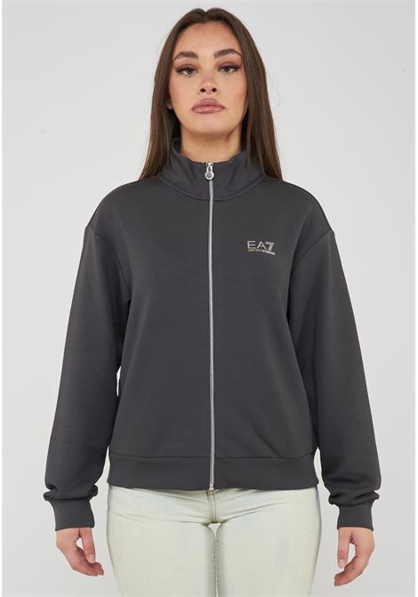 Felpa regular fit con chiusura a zip intera gray pinstripe EA7 | 7W001487 AF24375U8111