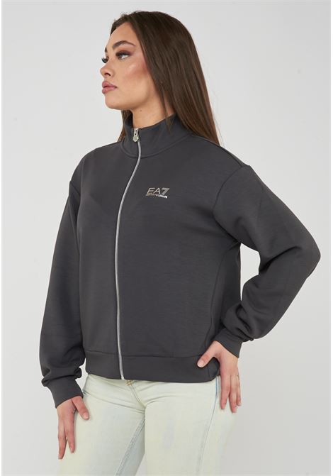 Felpa regular fit con chiusura a zip intera gray pinstripe EA7 | 7W001487 AF24375U8111