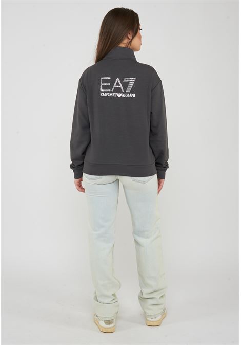 Felpa regular fit con chiusura a zip intera gray pinstripe EA7 | 7W001487 AF24375U8111