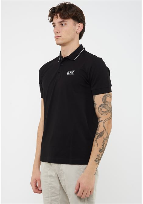 Polo Core Identity in piquet di cotone stretch Black EA7 | 8NPF16 PJVUZ1200