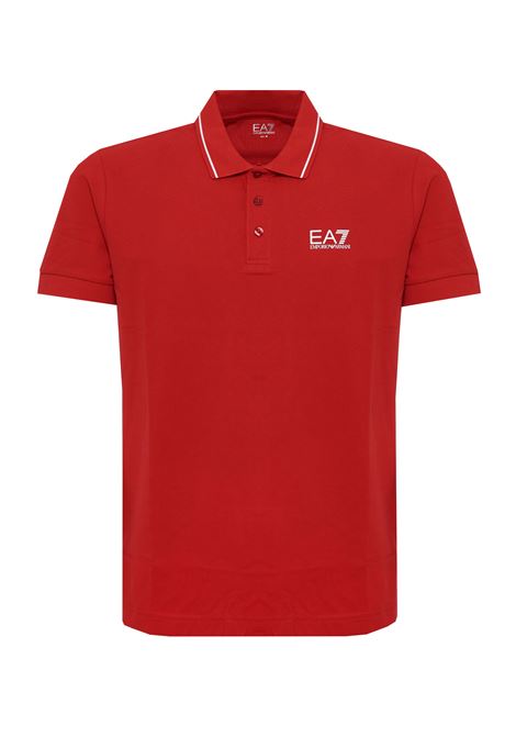 Polo Core Identity in piquet di cotone stretch Rosso EA7 | 8NPF16 PJVUZU5072