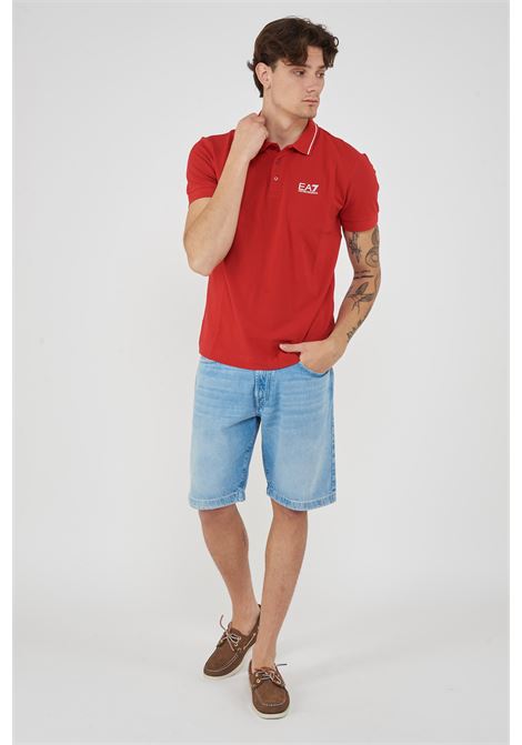 Polo Core Identity in piquet di cotone stretch Rosso EA7 | 8NPF16 PJVUZU5072