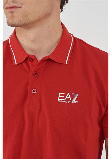 Polo Core Identity in piquet di cotone stretch Rosso EA7 | 8NPF16 PJVUZU5072