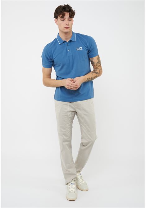 Polo Core Identity in piquet di cotone stretch Blue Horizone EA7 | 8NPF16 PJVUZUB064