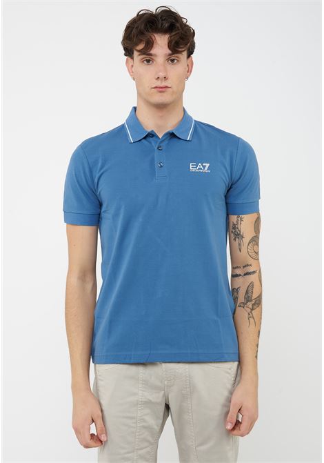 Polo Core Identity in piquet di cotone stretch Blue Horizone EA7 | 8NPF16 PJVUZUB064