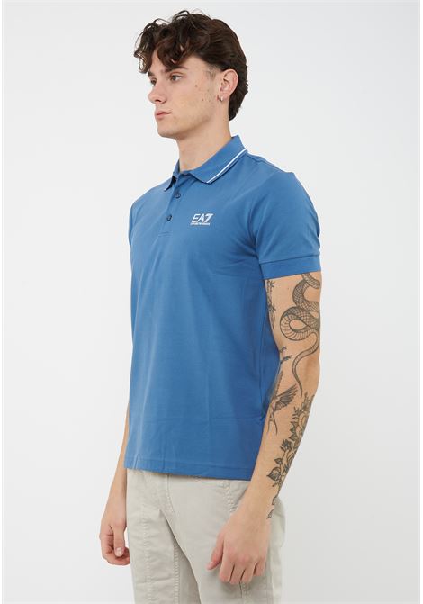 Polo Core Identity in piquet di cotone stretch Blue Horizone EA7 | 8NPF16 PJVUZUB064