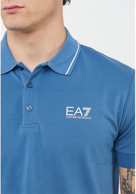 Polo Core Identity in piquet di cotone stretch Blue Horizone EA7 | 8NPF16 PJVUZUB064