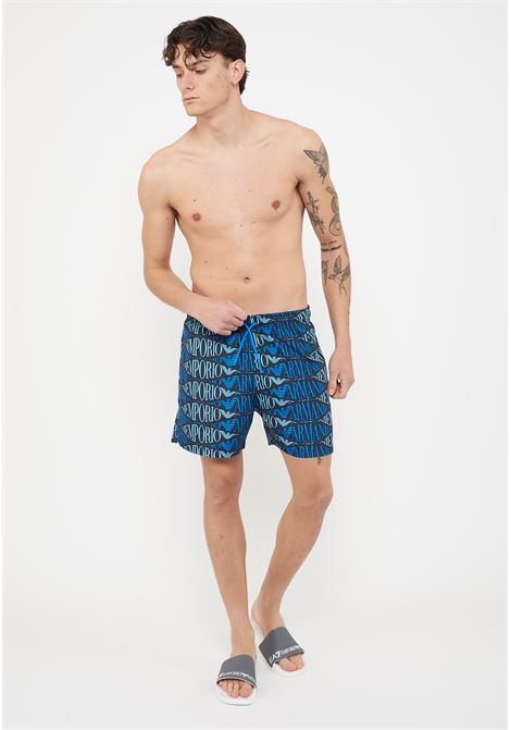 Costume shorts Macro logo all over Blue Emporio Armani | EM000583 AF20442FB335
