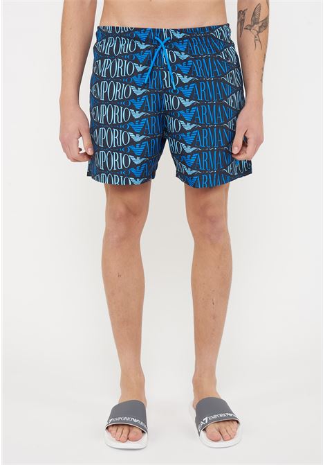 Costume shorts Macro logo all over Blue Emporio Armani | EM000583 AF20442FB335