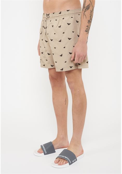 Costume shorts ricamo micro eagle all over Taupe Choco Emporio Armani | EM000583 AF20444F6016