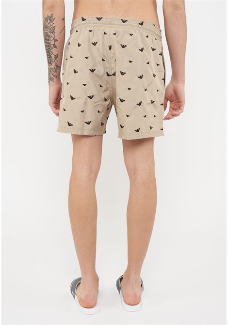 Costume shorts ricamo micro eagle all over Taupe Choco Emporio Armani | EM000583 AF20444F6016