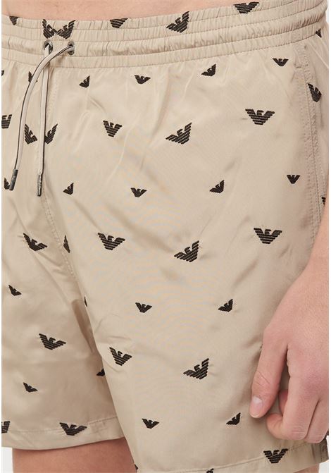Costume shorts ricamo micro eagle all over Taupe Choco Emporio Armani | EM000583 AF20444F6016