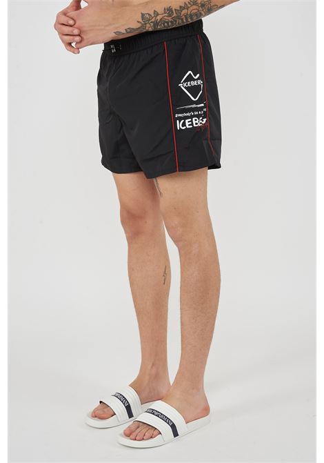 Boxer Uomo da Bagno Con Stampa Black Iceberg | ICE26MBS01BLA