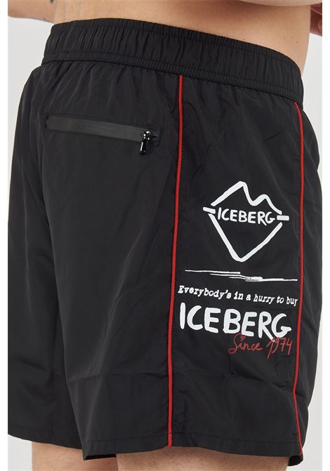 Boxer Uomo da Bagno Con Stampa Black Iceberg | ICE26MBS01BLA