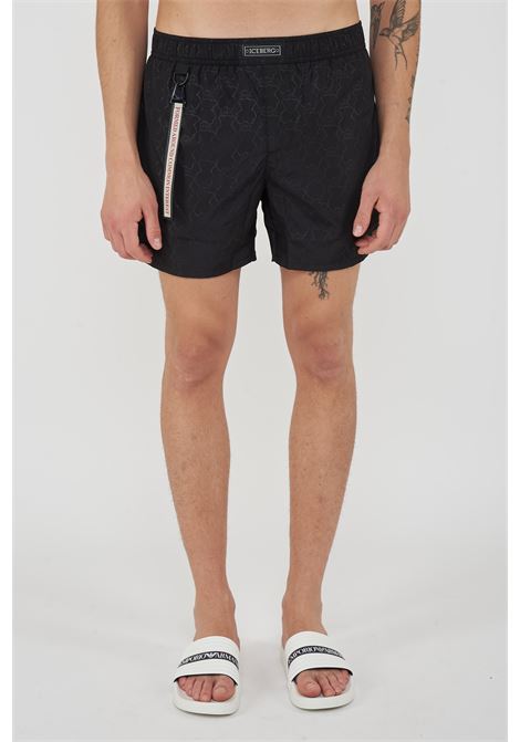 Boxer Uomo da Bagno Con Stampa All Over Dino Black Iceberg | ICE26MBS03BLA