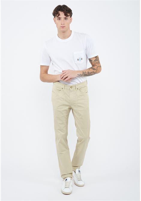 Pantalone JOHN  5 Tasche Toppa Slim Fit Beige Jeckerson | CTCPTGABA0127054